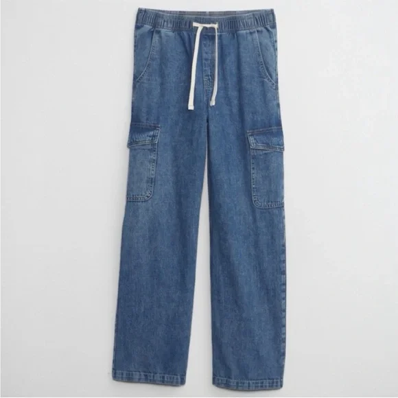 NEW! GAP High Rise Wide Leg Pull On Cargo Jeans - Size XS 🩷 #870134 - Picture 5 of 7